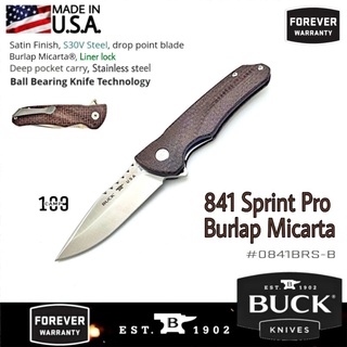 Buck แท้ รุ่น 841 Sprint Pro Burlap Micarta ใบมีด S30V ด้ามจับ Micarta พร้อมระบบ ball baling ช่วยเปิดเร็ว Made in U.S.A.