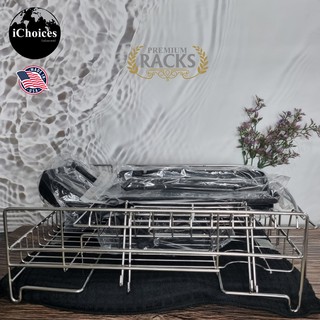 ชั้นวางจาน สแตนเลสสตีล เกรด304 Premium Racks® Professional Dish Rack 304 Stainless Steel Microfiber Mat Included