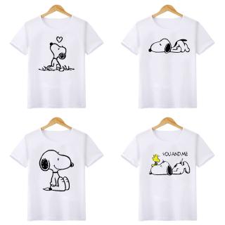 เสื้อยืดแขนสั้น พิมพ์ลายการ์ตูน Snoopy สําหรับเด็ก