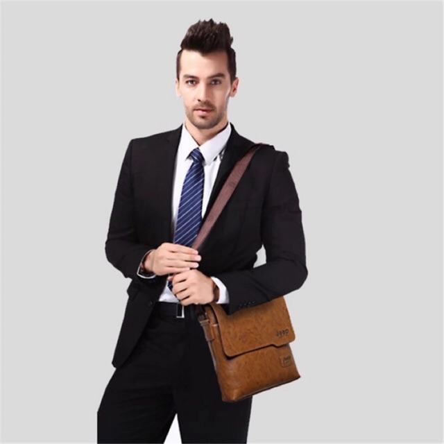 JEEP BULUO Man Messenger Bag 2 Set Men Pu Leather Shoulder Bags Business