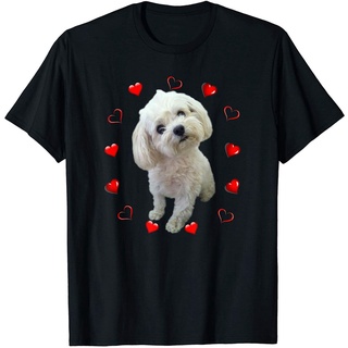 เสื้อยืด พิมพ์ลาย Maltese Dog Lover Puppy Owner Maltipoo Mix Fans Hearts เหมาะกับของขวัญ สําหรับแฟนคลับ