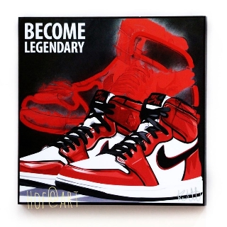 รูปภาพ รองเท้า Nike Air ไนกี้ Become Legendary รูปภาพ​ติดผนัง pop art กรอบรูป แต่งบ้าน ของขวัญ โปสเตอร์