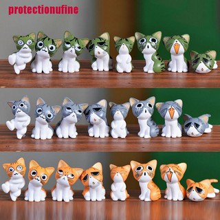 [protectionufine]8pcs Kawaii Cheese Cats Kitty Statue Miniatures Resin Kitten Cat Figurines