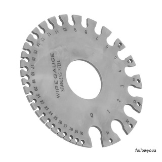 Fol แผ่นวัดความหนาสายไฟ สเตนเลส ทรงกลม 0-36 AWG SWG