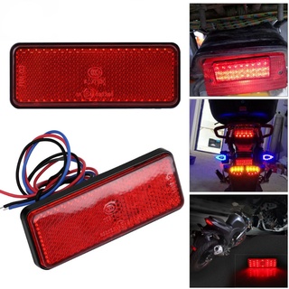 Universal Motorcycle Scooter Moped Rectangle LED Reflector Tail Brake Light Stop Lamp Red