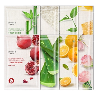 8 Pieces Fresh Orange Aloe Rice Pomegranate Bamboo Rose Green Tea Honey Smooth Anti-Acne Oil Control Hydrating Sheet Fac