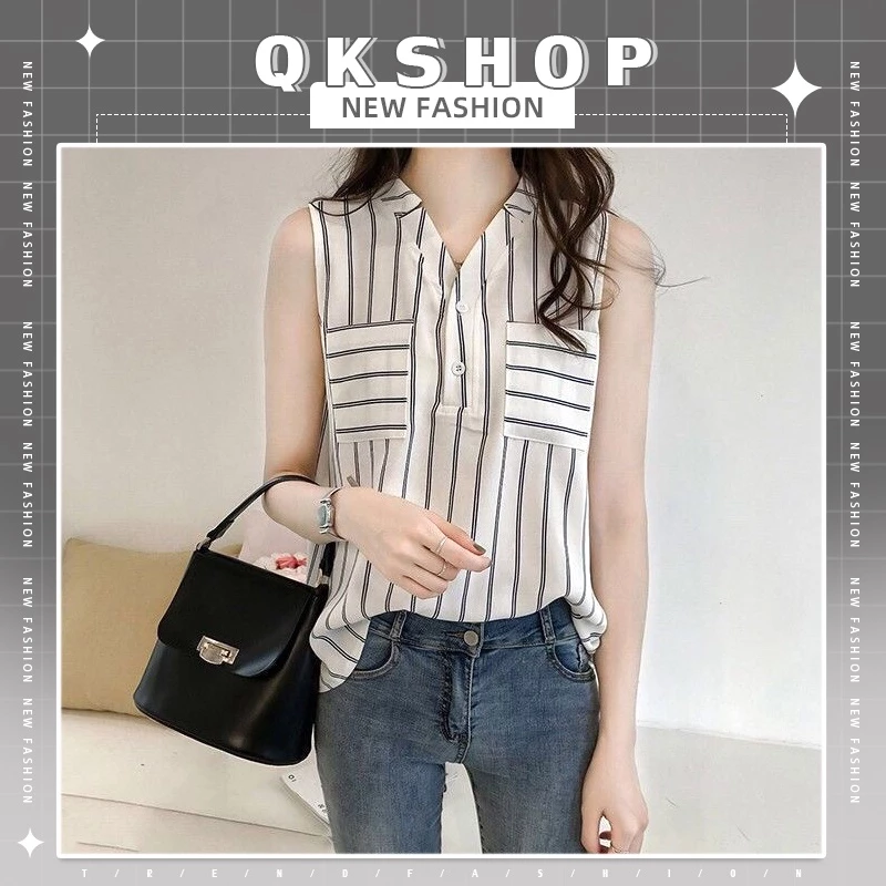 QKshop เสื้อแขนกุด ⚡️ดีเทลสวยๆ ทรงเป็นลายทาง ใส่แลเวมันนุ่มนิ่ม 🌈มุ้บมิ้บ ละมุนเกินต้าน แมทช์ได้ทุกลุค สนุกกับการแต่งตัว