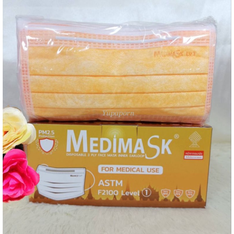 พร้อมส่ง❗ปลีก-ยกลัง Medimask ASTM LV 1 สีส้ม รุ่นใหม่ VFE 99% หน้ากากอนามัยทางการแพทย์