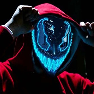 Halloween LED Lighting Mask Cosplay Venom Mask Scary Glowing Venom Mask Carnival Purge Cosplay Props