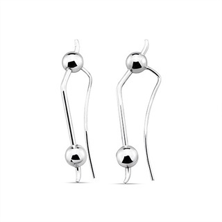 925 Sterling Silver Bead Ball Ear Climber925 เงินสเตอร์ลิงลูกปัดบอลดีไซน์สวย