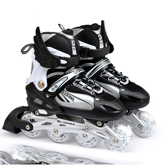 โรลเลอร์สเกต：Inline skates new roller skates adjustable aluminum stand