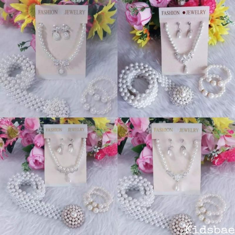 Jewelry 60 บาท (ing)(Fe)เครื่องประดับชุดไทยเด็ก (เซทไข่มุก 4ชิ้น) Baby & Kids Fashion