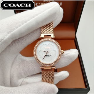 นาฬิกาข้อมือผู้หญิง COACH นาฬิกาสายถักนาฬิกาแฟชั่นลำลองนาฬิกาหรูนาฬิกาควอตซ์นาฬิกาสายเหล็ก