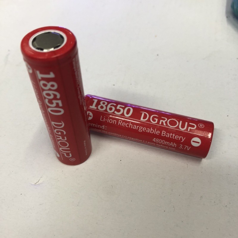 ถ่านชาร์จ 18650  3.7V 4800mah ถ่าน18650 battery18650 สีแดง(DGROUP) ราคาต่อ1 ก้อน