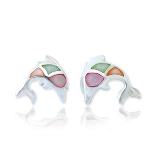 Suvani Jewelry - Silver 925% Mother Of Pearl Shell Dolphin Stud Earrings ต่างหูปลาโลมา