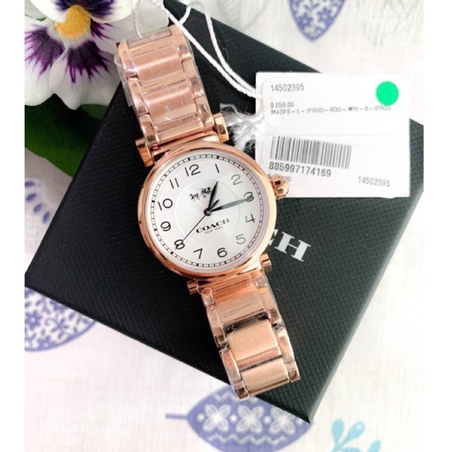 (ผ่อน0%) นาฬิกา 🌟Coach Women's Madison Watch Quartz สแตนเลส สีโรสโกลด์ 32 มม. 14502395