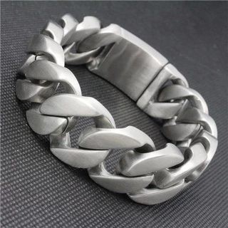 หนักขนาดใหญ่สีเงิน Cuban Curb Casting Link Chain สร้อยข้อมือ 316L สแตนเลส Cool Men กําไลข้อมือเครื่องประดับ 20 มม.