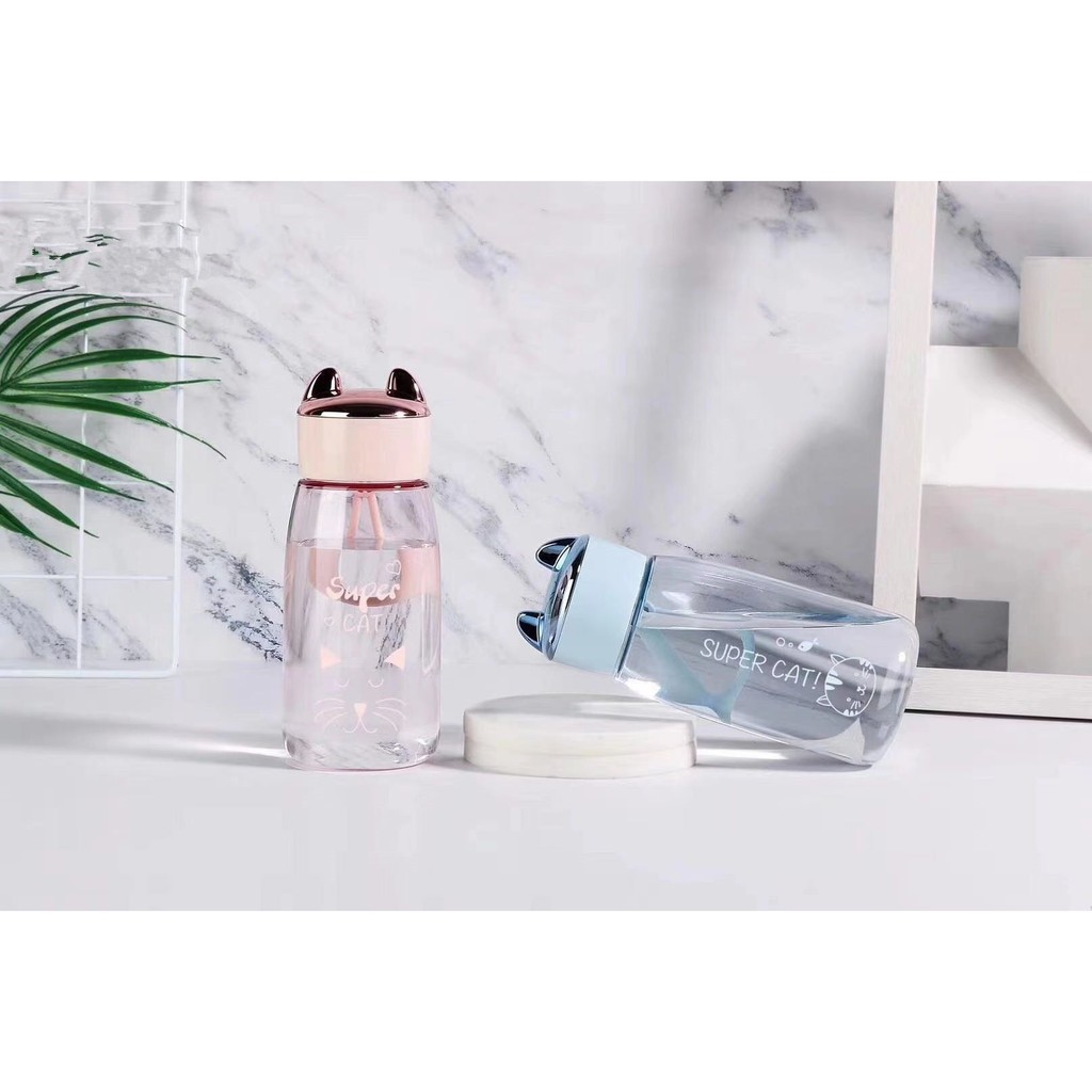 👉ขวดน้ำแมวน่ารักนัดเรียน380 ml. ขวดใส่น้ำ กระบอกน้ำ กระบอกใส่น้ำ ขวดน้ำพลาสติก 3551 (มี4สี)
