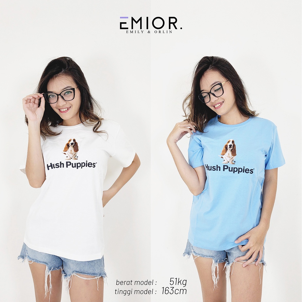 Emor เสื้อยืดผู้หญิง/เสื้อสตรีแบรนด์นําเข้านําเข้าพรีเมี่ยม/เสื้อยืดแบรนด์ - HUSH PUPPIES DOG