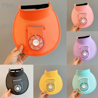 Fishi หมวกปีกกว้าง พร้อมพัดลม ชาร์จ Usb เหมาะกับฤดูร้อน สําหรับเด็ก ท่องเที่ยว ชายหาด