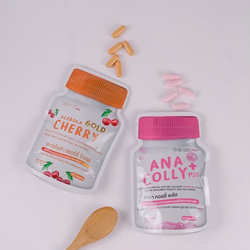 ส่งฟรี ANACOLLYPLUS+ คอลาเจนจากปลาทะเลแท้100%/ACEROLA CHERRY GOLD วิตามินซีนำเข้าจากUSA แท้100% พร้อ