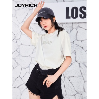 Joyrich ใหม่ เสื้อยืดลําลอง แขนสั้น พิมพ์ลายตัวอักษร สไตล์ฤดูใบไม้ผลิ สําหรับผู้ชาย และผู้หญิง