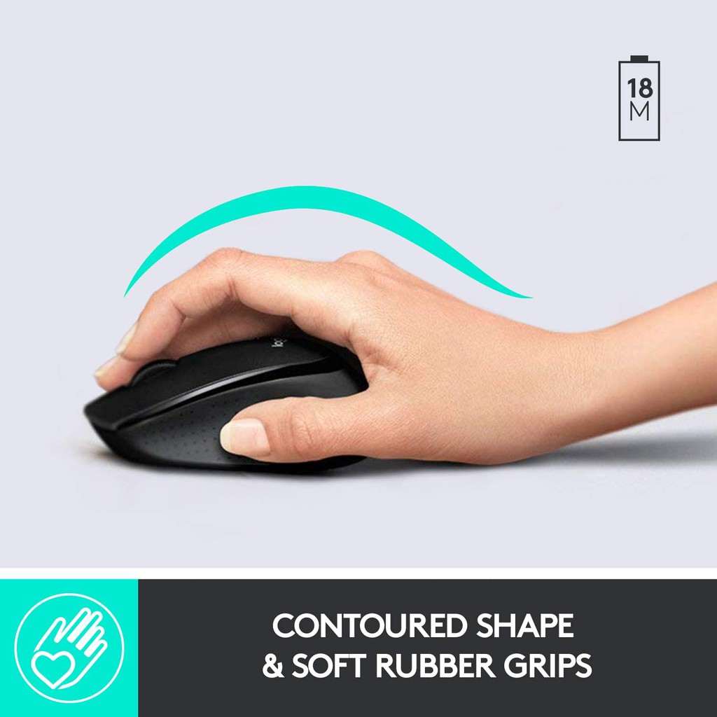 Logitech MK345 Wireless Combo Mouse and Keyboard (เมาส์ คีย์บอร์ดไร้สาย พร้อมปุ่มลัดและที่วางพักมือ) คีย์แคป ไทย/อังกฤษ