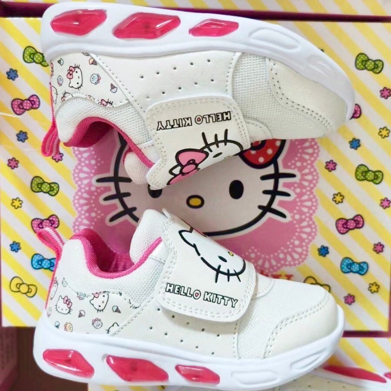 รองเท้าผ้าใบเด็ก Hello Kitty มีไฟ ลิขสิทธิ์แท้!! Sanrio รุ่นKTZ-799