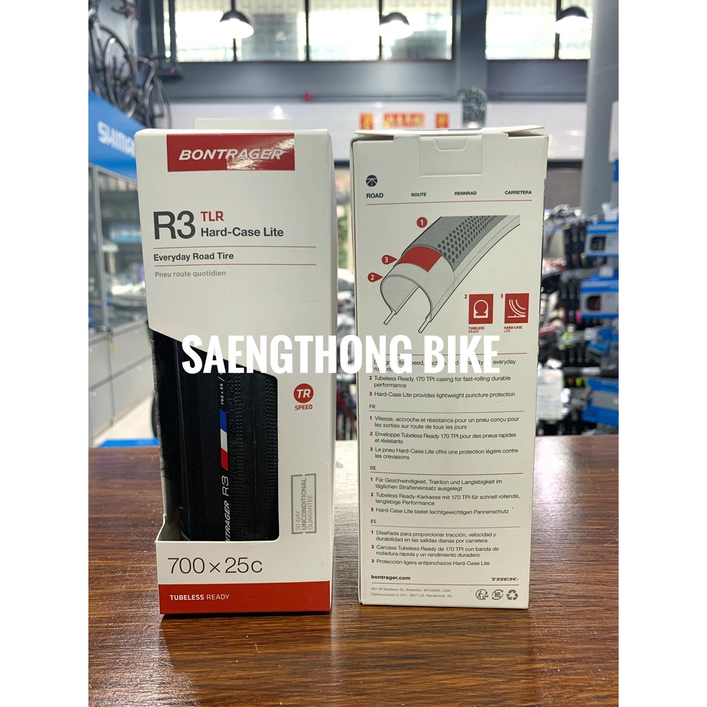 ยางนอกเสือหมอบ Bontrager R3 Hard-Case Lite TLR แบบ tubeless ลายยางใหม่ รุ่นแบบกล่อง