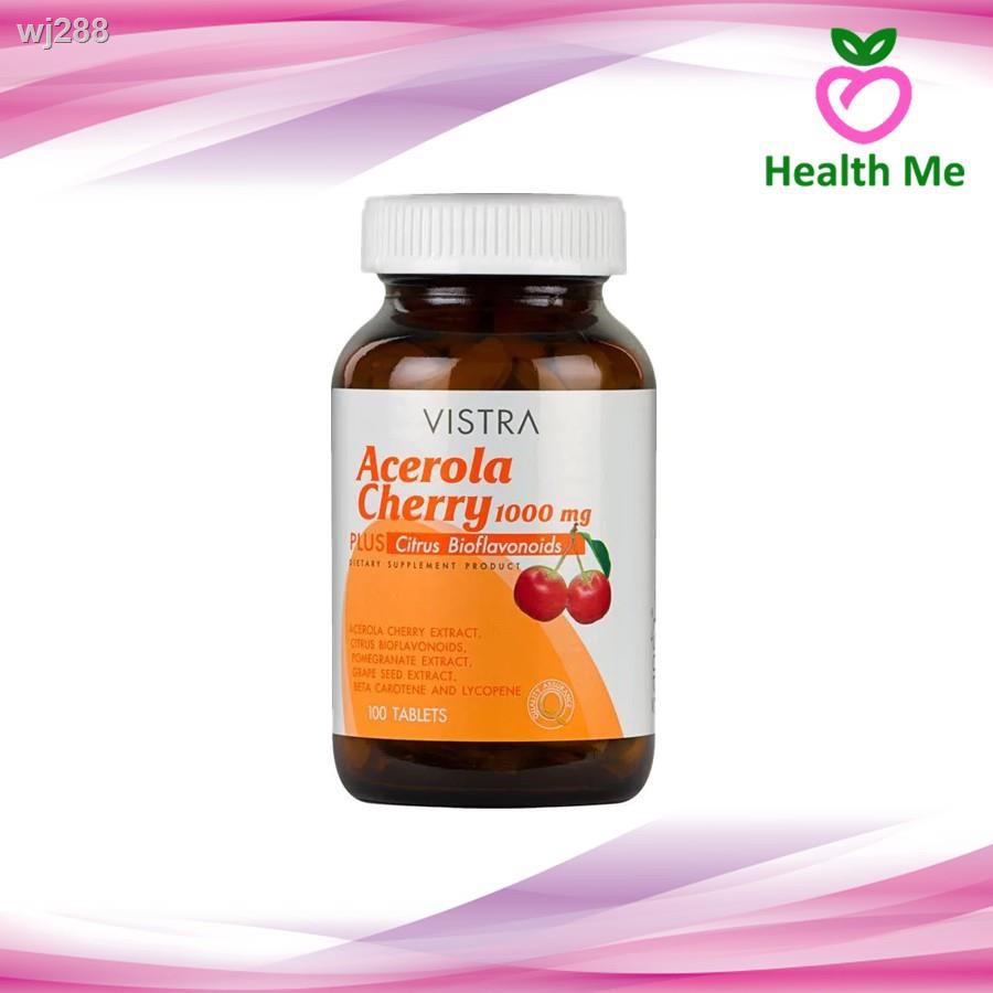 ขาย ●Vistra Acerola Cherry Vitamin C 1000 mg. วิสทร้า อะเซโรล่าเชอร์รี่ วิตามินซี 45/100/150 เม็ด dMHv