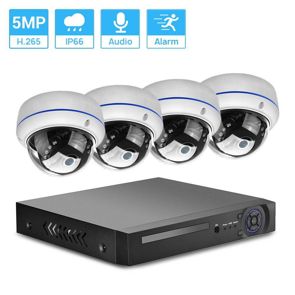 4CH POE IP Camera System 720P Outdoor Security NVR Network P2P 6 IR Night Vision