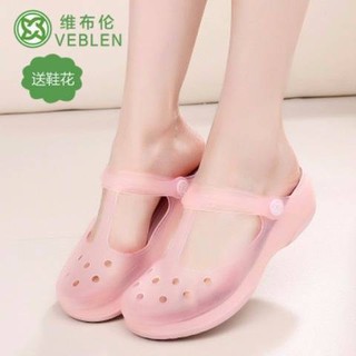 รัดส้น✪crocs เด็ก✪ VEBLEN ถ้ำรองเท้าหญิง Mary Tzu นักเรียนรองเท้าแตะหนาลื่นเยลลี่ใหม่น่ารักรองเท้าแตะเซี่ยรองเท้าชายหาดท