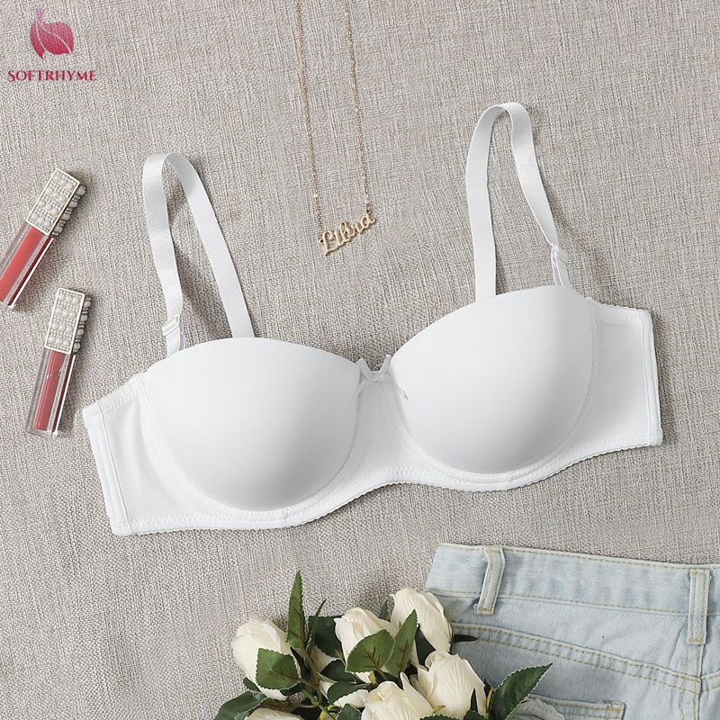 Softrhyme Molded Bra สําหรับผู้หญิง Push Up Bra Underwire Simple ชุดชั้นในรวบรวมชุดชั้นใน 36D 38D 40