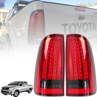 ไฟท้ายแต่ง LED รุ่น โตโยต้า ไฮลักซ์ วีโก้ TOYOTA HILUX VIGO ปี 2005 - 2011 รวมชุดสายไฟ และหลอดไฟ สีแดง ดำ 1 คู่