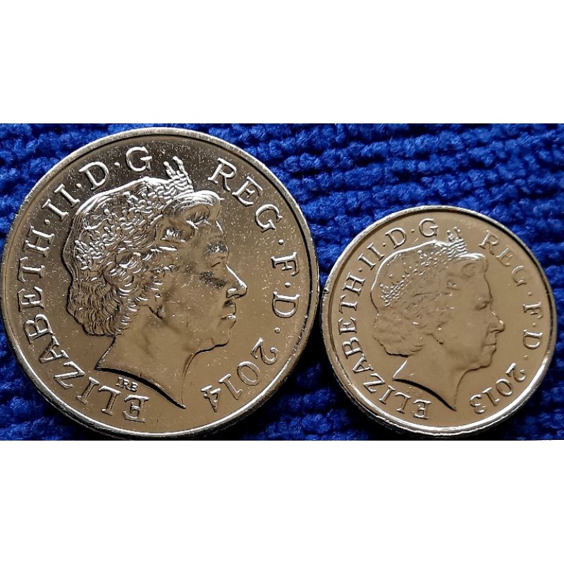 เหรียญ​อังกฤษ​ UK, ชุด​ใหม่(4th Portrait), 5,10 Pence, ใช้แล้ว​, #​3272E