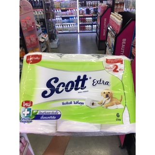 แพ็ค6 สุดคุ้ม! SCOTT EXTRA ROLL TISSUE (ปริมานสุทธิ 6 ม้วน) สก๊อตต์ เอ็กตร้า กระดาษชำระ หนา 2 ชั้น