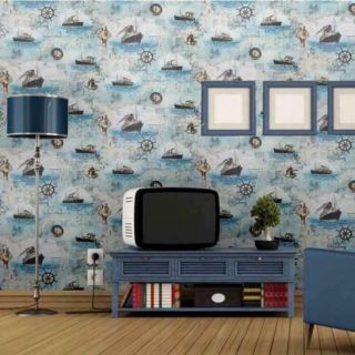 wallpaper sticker วอลเปเปอร์กาวในตัวกันน้ำ ลายเรือ
