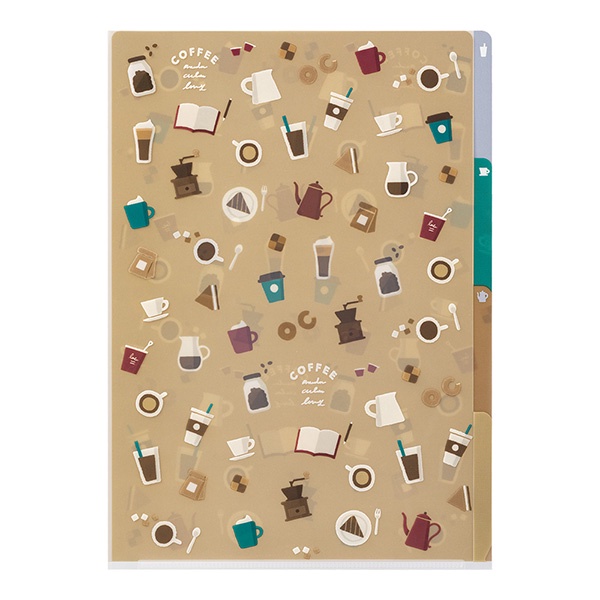 MIDORI 3 Pockets Clear Folder A4 Coffee A (D35484006) / แฟ้มใส 3 ช่อง ขนาด A4 ลายกาแฟ แบรนด์ MIDORI 
