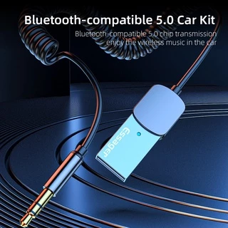 Essager อะแดปเตอร์รับสัญญาณเสียงไร้สาย Bluetooth 5.0 Aux Usb ถึง 3.5 มม. แฮนด์ฟรี Mic สําหรับตัวรับสัญญาณรถยนต์