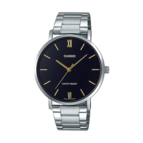 Casio Standard นาฬิกาข้อมือผู้ชาย สายสแตนเลส รุ่น MTP-VT01D,MTP-VT01D-1B,MTP-VT01D-1BUDF