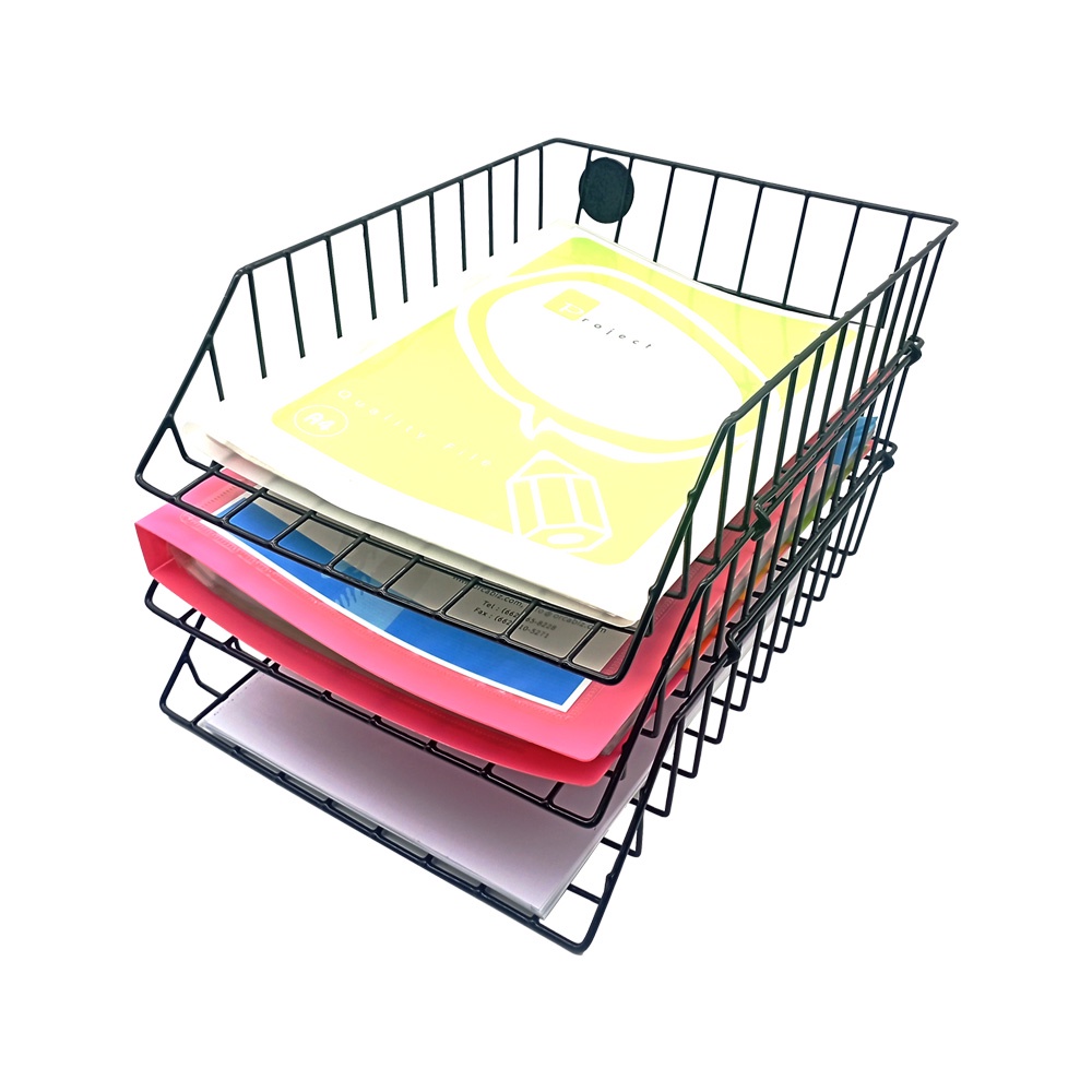 Orca ตะกร้าเคลือบ(No.88) 3 ชั้น ถาดใส่เอกสารลวดเคลือบพลาสติก ผลิตจากเส้นลวดขนาดใหญ่เคลือบด้วยพลาสติก PVC คุณภาพมาตรฐาน