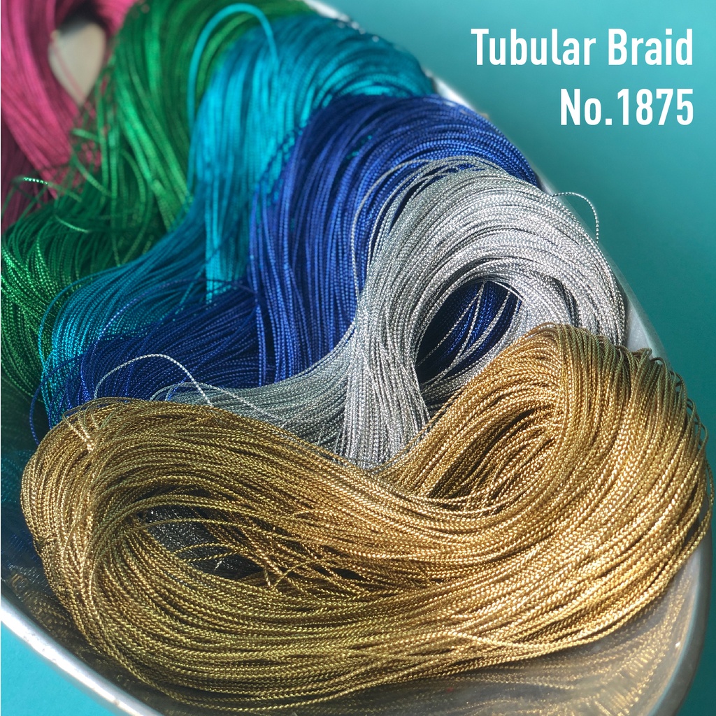 MOMOTARA No.1875 เทปถัก Braid เทปถักกลม Tubular Braid ขนาด 0.1 CM ยาว 144 หลา เชือก เทป diy วัสดุตกแต่ง cord rope
