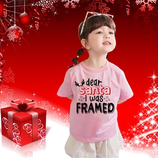 เสื้อยืดแขนสั้น พิมพ์ลาย Merry Christmas สีชมพู เหมาะกับของขวัญคริสต์มาส สําหรับเด็กผู้ชาย และเด็กผู้หญิง