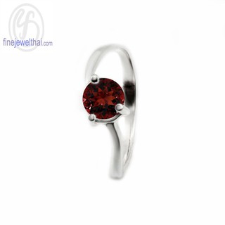 Finejewelthai-แหวนเงินแท้-แหวนโกเมน-แหวนพลอยแท้-แหวนพลอยประจำเดือนเกิด-Garnet-Birthstone-Silver-Ring - R1016gm