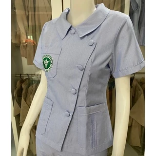 เสื้อฟ้าสาธารณสุข คอแหลมป้าย
