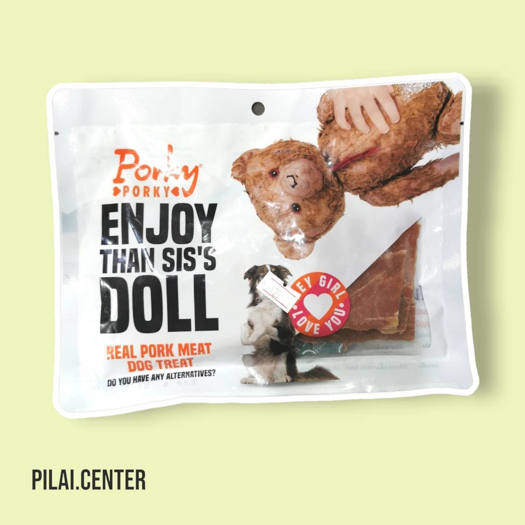Porky Porky(พอร์กี้ พอร์กี้) 60กรัม Enjoy than sis's Doll PORK DOG สันในหมูอบ  สันในหมู ขนมสุนัข ขนม