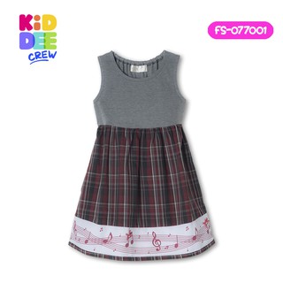 KiddeeCrew ชุดกระโปรงเด็กผู้หญิงสีเทาสก็อตแดง Grey Notes Dress เหมาะสำหรับอายุ 1-8 ปี