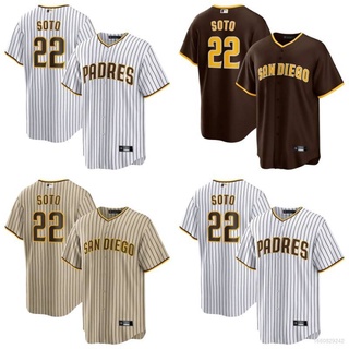 เสื้อกีฬาเบสบอล แขนสั้น ลายทีม HQ1 MLB San Diego Padres No.22 Soto สําหรับผู้ชาย และผู้หญิง QH1