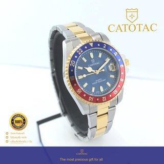 CATOTAC นาฬิกาข้อมือผู้หญิงหน้าปัดน้ำเงิน สายสแตนเลส 2 กษัตริย์ รุ่น GA 98028