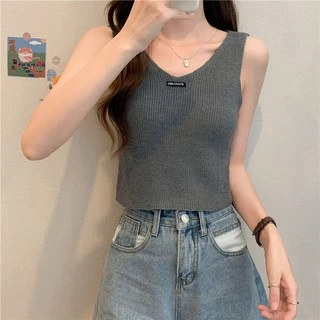 JJ Shop💜พร้อมส่ง เสื้อกล้ามไหมพรม​คอวีเก๋ๆ​ "9397"